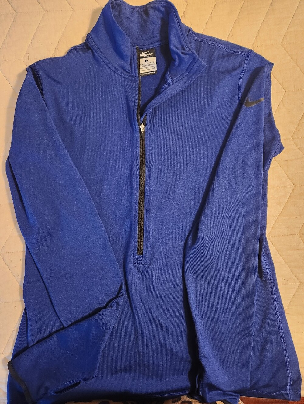 Nike Women's Blue Quarter-Zip Performance Sweater, Large